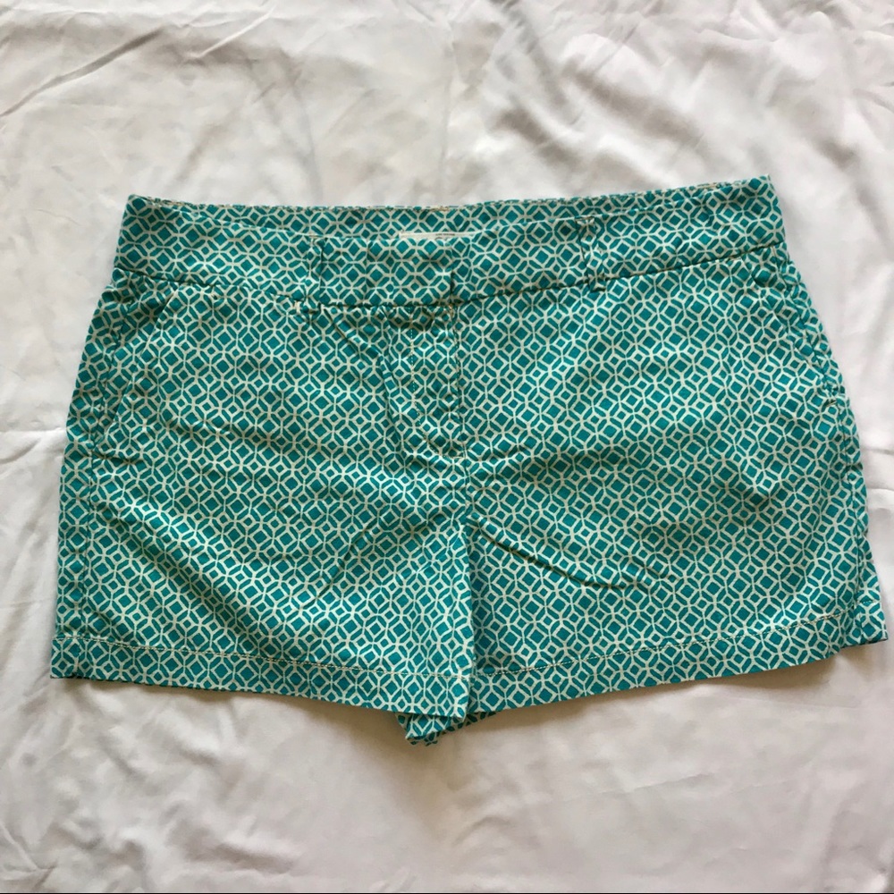 Aqua and cream pattern shorts, size 12